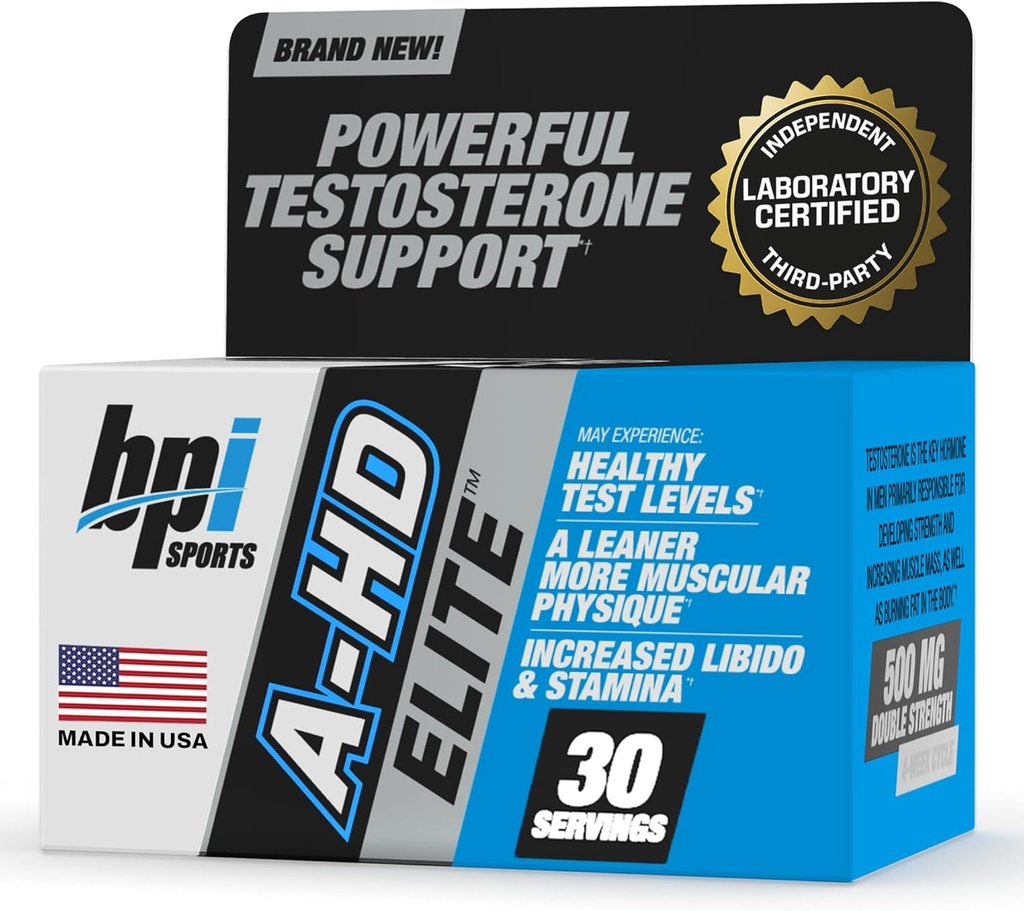 BPI Sports A-HD Elite – Men’s Powerful Testosterone Booster for Stamina, Strength, Sexual Support – Supports Muscle, Libido & Metabolism – Natural Testosterone Supplement – 30 Servings – 500mg 2