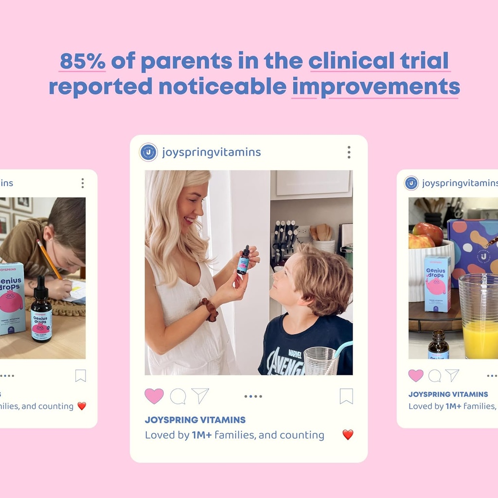 JoySpring Genius Drops - Organic Focus Drops for Kids | Clinically Proven Focus Supplement Helps Kids Perform Better in School | Liquid Herbal Supplement with Ginkgo Biloba (4 fl oz) 120 Servings 5