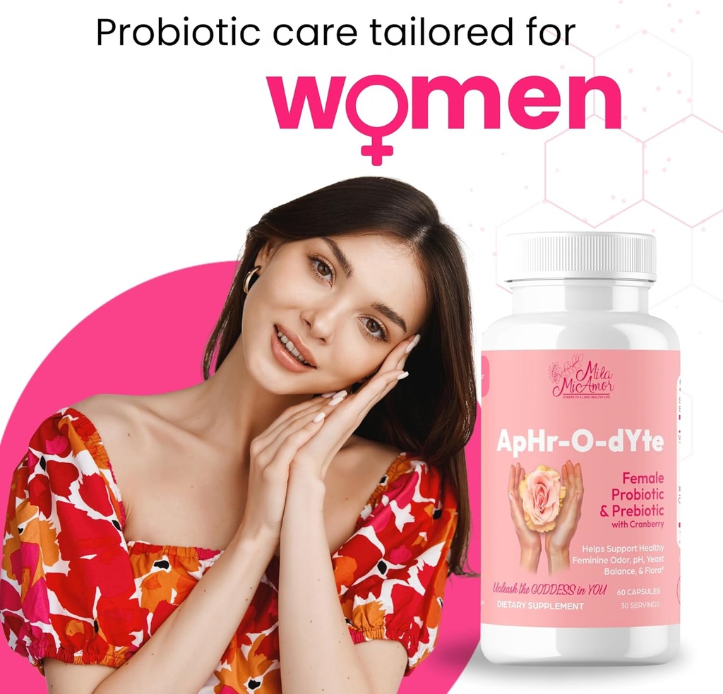 Mila Miamor ApHr-O-dYte Women’s Probiotic and Prebiotic with Cranberry - Gluten-Free, Non-GMO Supplement for Feminine Health, pH Balance, Odor Control, Urinary Tract - 60 Capsules 4