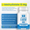L-Methylfolate 15 MG, Optimized & Highly Bioactive Methyl Folate, 5-MTHF Supplement for Mood and Immune Support, Natural Diet Supplement for Energy, Non-GMO & Gluten-Free, 90 Capsules 5