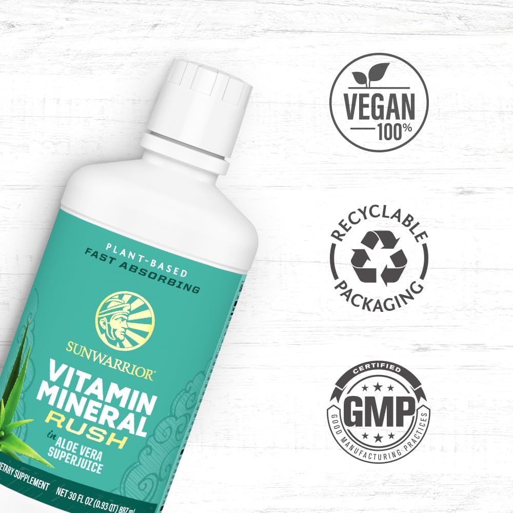 Sunwarrior Liquid Multivitamin Supplements & Minerals Vegan Plant-Based with Aloe Vera for Men and Women | Energy & Immune Support Gluten Sugar Dairy Free | 30 Fl Oz 6
