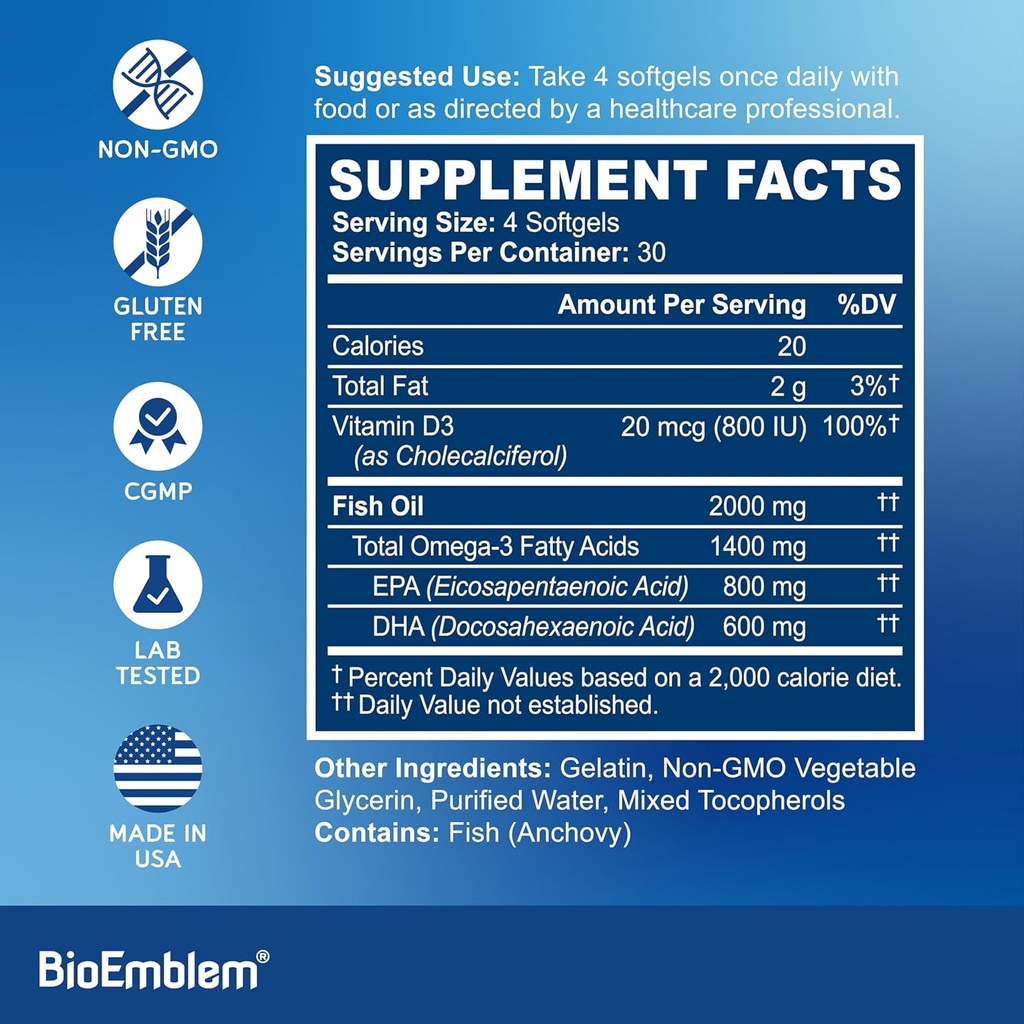 BioEmblem Omega-3 Fish Oil 2000mg and Joint Support 4