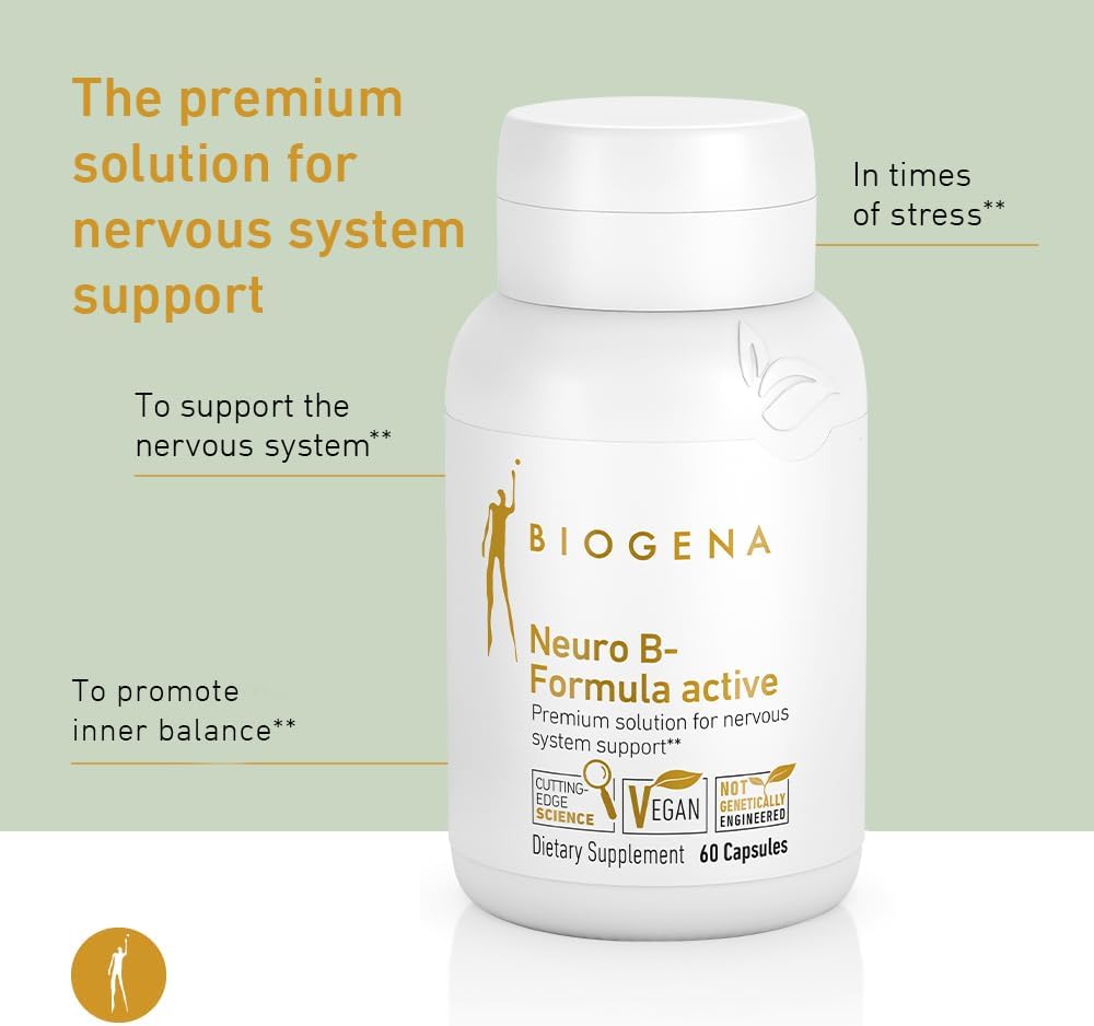 Biogena Vitamin B Complex Capsules with All 8 b-Vitamins B1, B2, B6, B12, folate, niacin, biotin and pantothenic Acid to Support Psyche & Nervous System** - Neuro B-Formula Active Gold 4