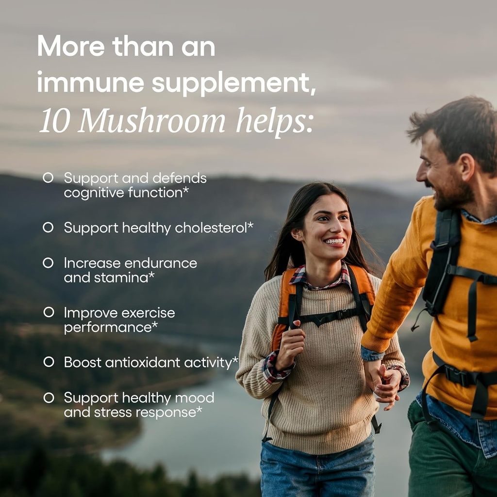 EcoNugenics Ten Mushroom Supplement: Daily Immune Support, 120 Capsules – Lion’s Mane, Reishi, Cordyceps, Turkey Tail – Energy, Gut Health, Liver, Kidney, Cholesterol & Nootropic Brain Support 6