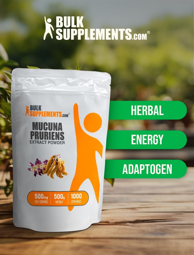 BulkSupplements.com Mucuna Pruriens Extract Powder - Mucuna Pruriens Supplements, Herbal Supplement - Vegan & Gluten Free, 500mg per Serving, 500g (1.1 lbs) (Pack of 1) 6