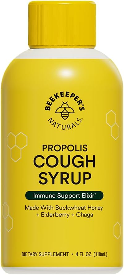 Beekeeper's Naturals Propolis Honey Cough Syrup Daytime for Adults Elderberry, Bee Propolis, Buckwheat Honey - Immune Support & Throat Soothing, 4 oz 2