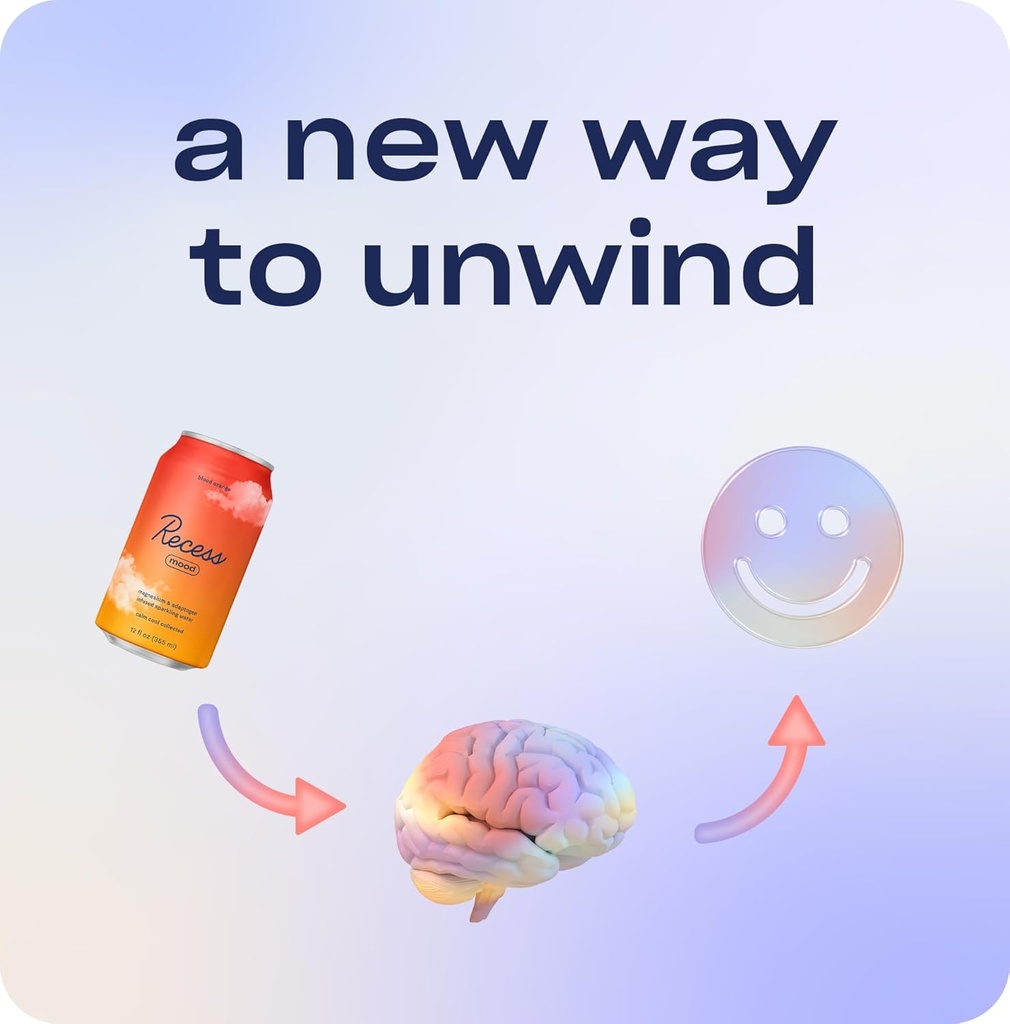 Recess Mood Magnesium & Adaptogen Drink, Relaxation Beverage, 12 ounce (Blood Orange, 12 pack) 5