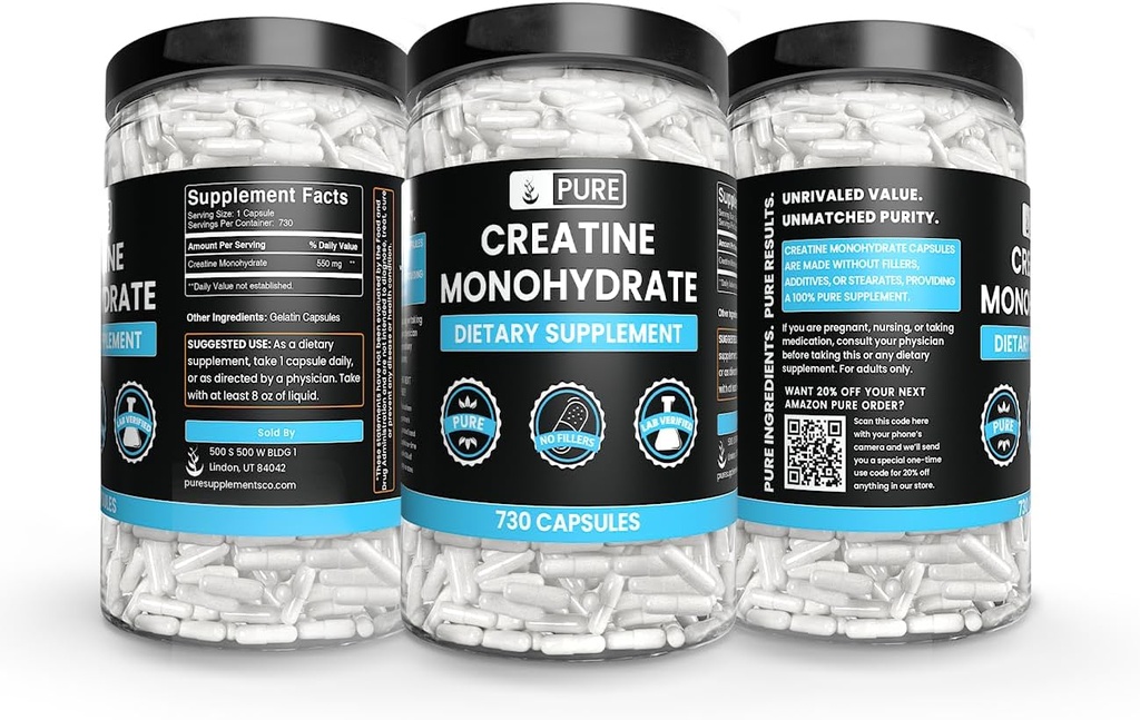 Pure Original Ingredients Creatine Monohydrate (730 Capsules) No Magnesium Or Rice Fillers, Always Pure, Lab Verified 5