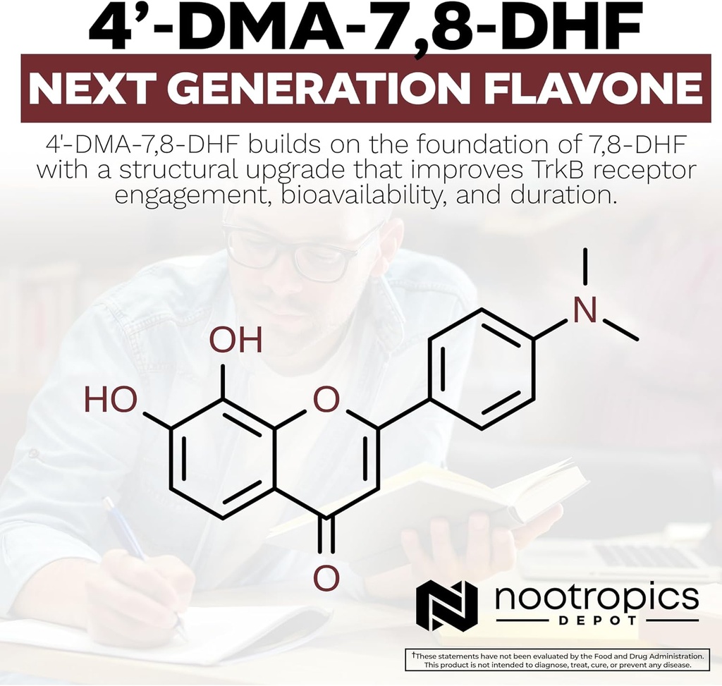 Nootropics Depot 4’-DMA-7,8-DHF Capsules | 10mg | 90 Count | 4'-DMA-7,8-Dihydroxyflavone 6