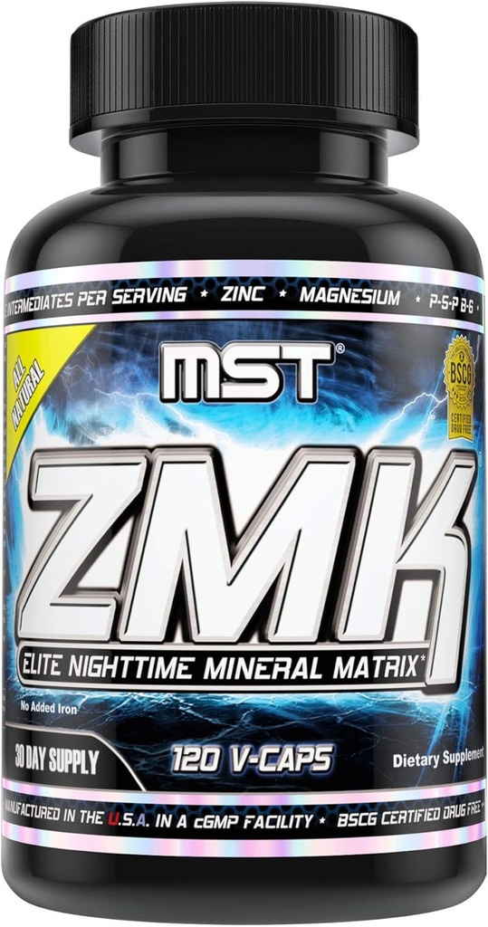 MST ZMK (Zinc & Magnesium as Krebs Chelates (as Citrate, Fumarate, Malate, Succinate, Alpha-Keto-Glutarate. With Mineral Support Blend & Trace Minerals. Support ATP, Sleep, Muscle Recovery, 120 V Caps 2