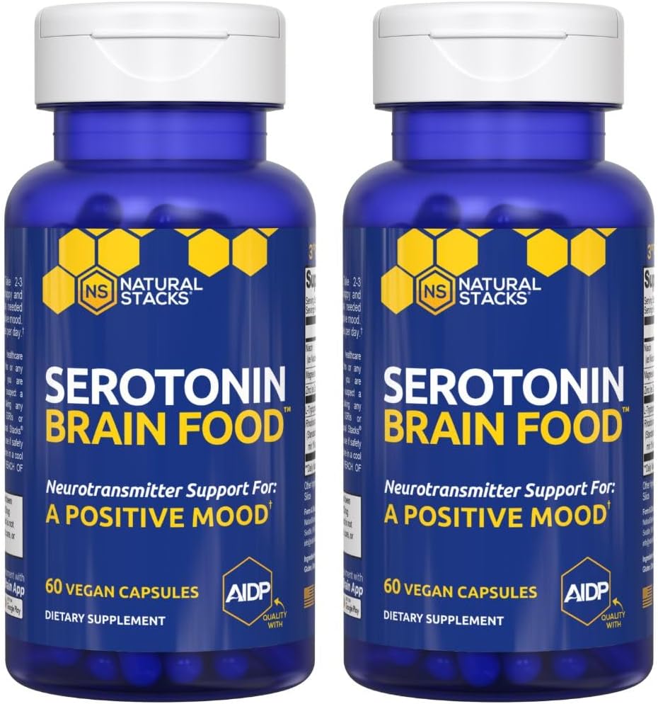 Serotonin Brain Food - 1250mg L-Tryptophan & 400mg Rhodiola Rosea Supplement - Mood Support Supplement for Stress Relief - Neurotransmitter Support with Magnesium Glycinate & Zinc - 120 Capsules 2