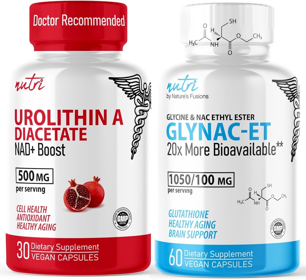 Nature's Fusions Urolithin A Diacetate 500mg & GlyNAC-ET (60 Capsules) Energy Booster Supplement 2