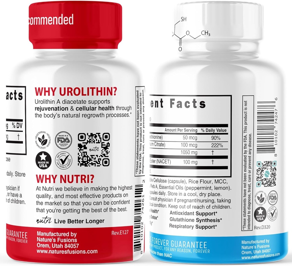 Nature's Fusions Urolithin A Diacetate 500mg & GlyNAC-ET (60 Capsules) Energy Booster Supplement 4