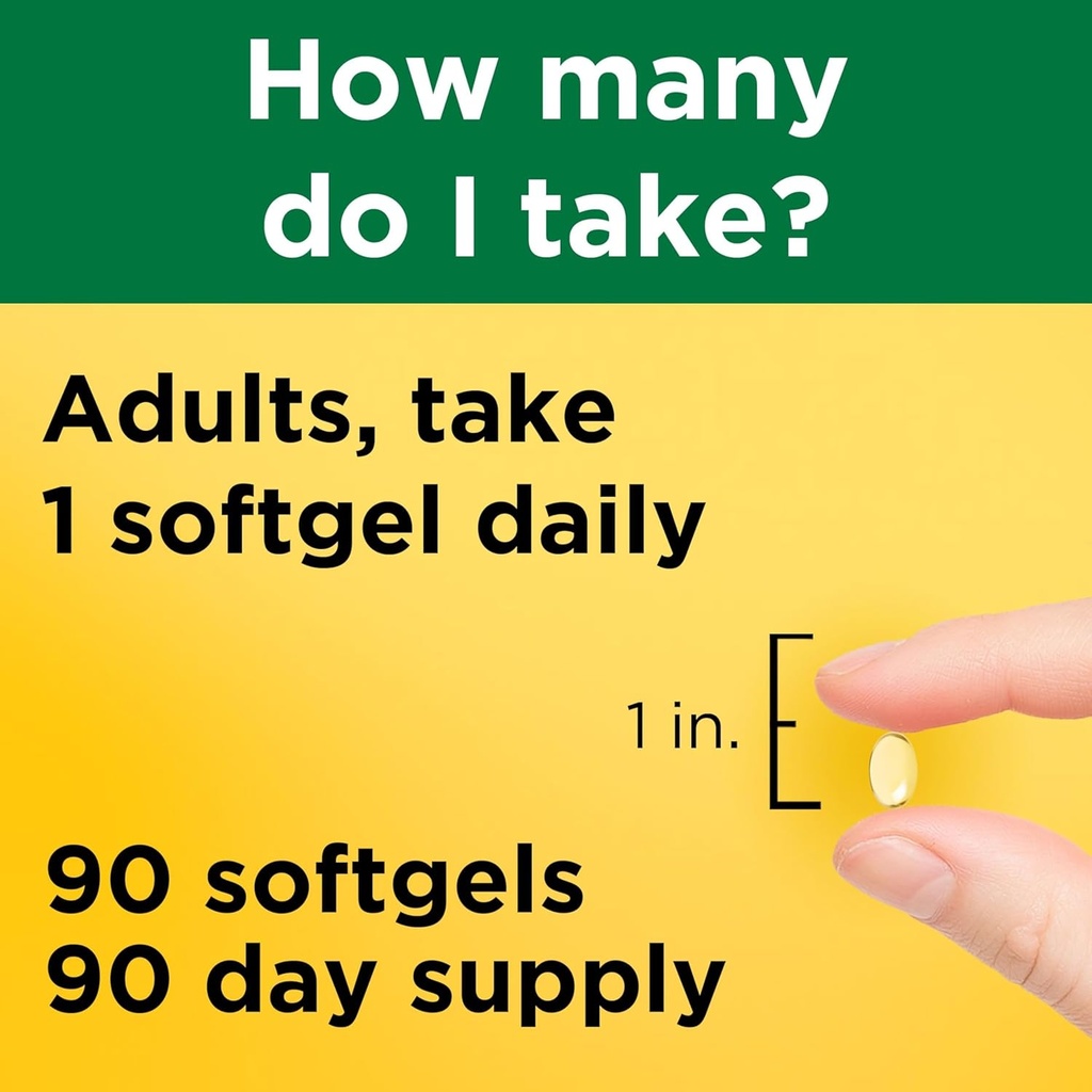 Nature Made Vitamin D3 5000 IU (125 mcg) Softgels, Extra Strength Vitamin D Supplement for Bone and Immune Health Support, 90 Softgels, 90 Day Supply 6