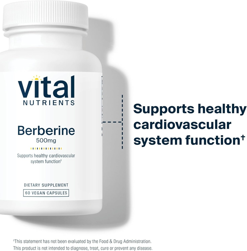 Vital Nutrients Berberine |Supports Bowel Function and Normal Triglyceride Levels |Vegan Supplement| Gluten, Dairy, and Soy Free |500 mg |60 Capsule 6