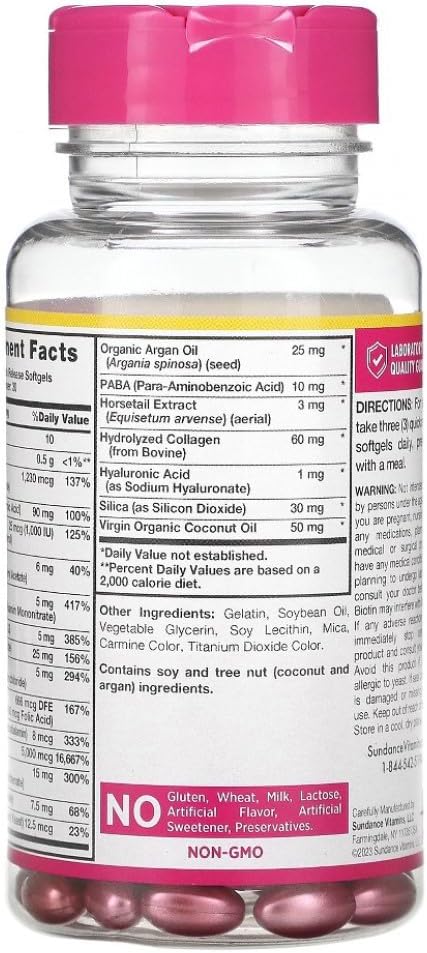 Sundance Hair, Skin & Nails with Biotin 5000 mcg per Serving - 90 Softgels 4