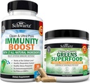 Super Greens Powder with Probiotics Prebiotics and Digestive Enzymes (30 Servings) Plus 17 in 1 Immune Support Supplement with Antioxidants (1 Month Supply) 2