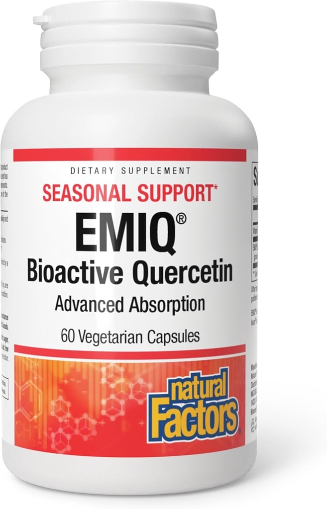 Natural Factors Bioactive Quercetin EMIQ - Immunity Support Supplement with Vitamin C - Quercetin for Upper Respiratory & Heart Health - 60 Vegetarian Capsules (60 Servings) 2