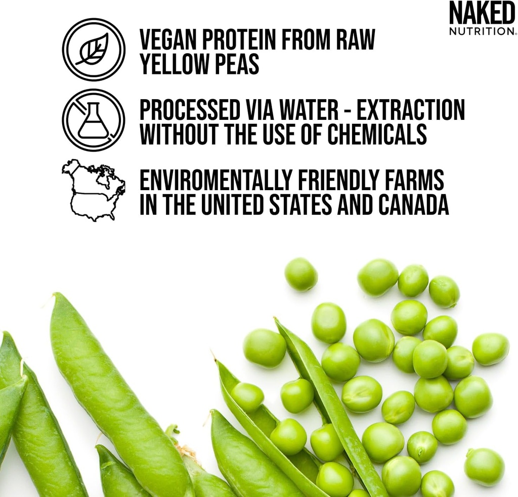NAKED Vanilla Pea Protein Isolate from North American Farms, Only 3 Ingredients, Vanilla Vegan Protein, Gluten-Free, Soy Free, GMO Free - 2LB 3