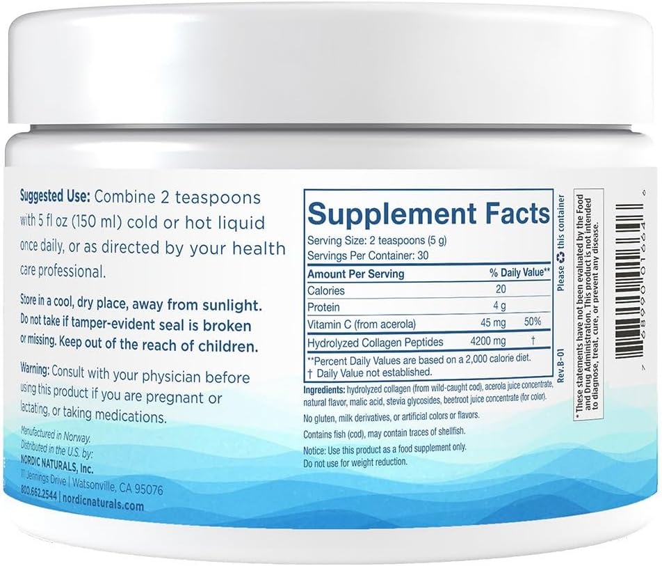 Nordic Naturals Nordic Beauty Marine Collagen Powder, Strawberry - 5.29 Ounces - Collagen Powder Supplement for Healthy Skin, Joints, and Bones, Vitamin C for Antioxidant Support - 30 Servings 3