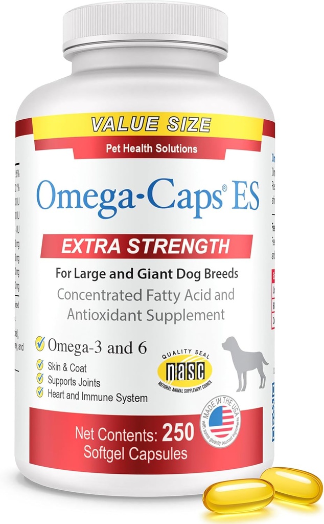Omega-Caps ES for Large & Giant Dogs - Omega 3, Vitamins, Minerals, Antioxidants - Support Immune System, Joints, Heart, and Brain - 250 Softgel Capsules 2