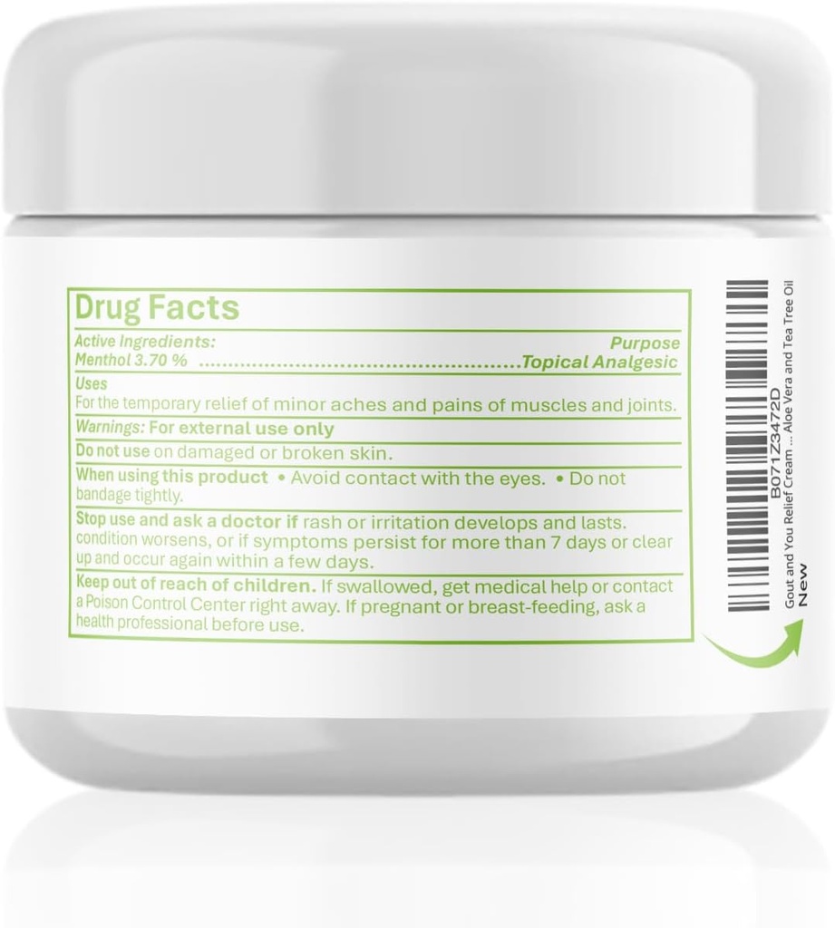 Gout and You Relief Cream for Joint Discomfort, Flare-Ups, Tendon - Fast Acting Muscle Ache Relieving Rub with Arnica/Ilex Leaf Extract, Aloe Vera and Tea Tree Oil 5