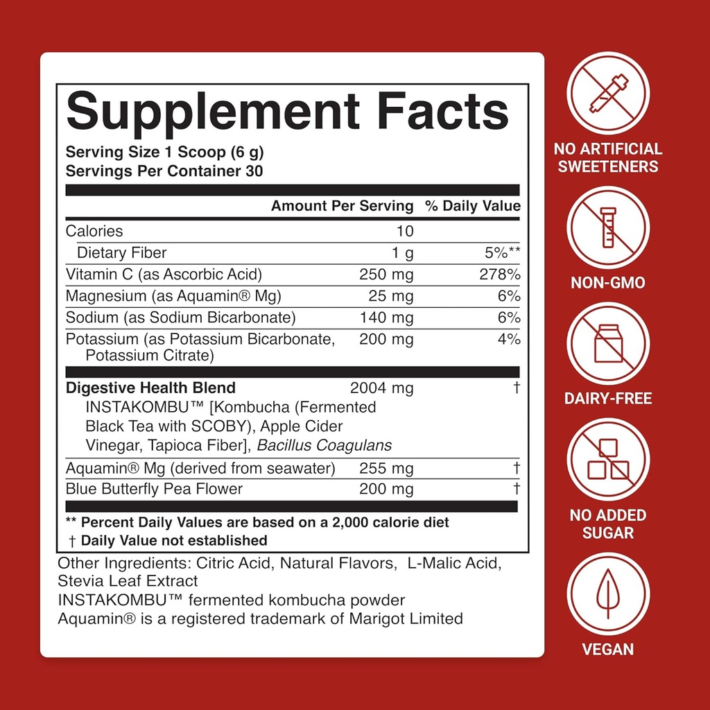 ACTIVATEDYOU Daily Digestive Tonic Kombucha - Support Healthy Digestion & Youthful, Long-Lasting Energy- Prebiotic Fiber, Probiotics, Postbiotics, Vitamin C, Berry Lemonade Flavor (30 Servings) 3