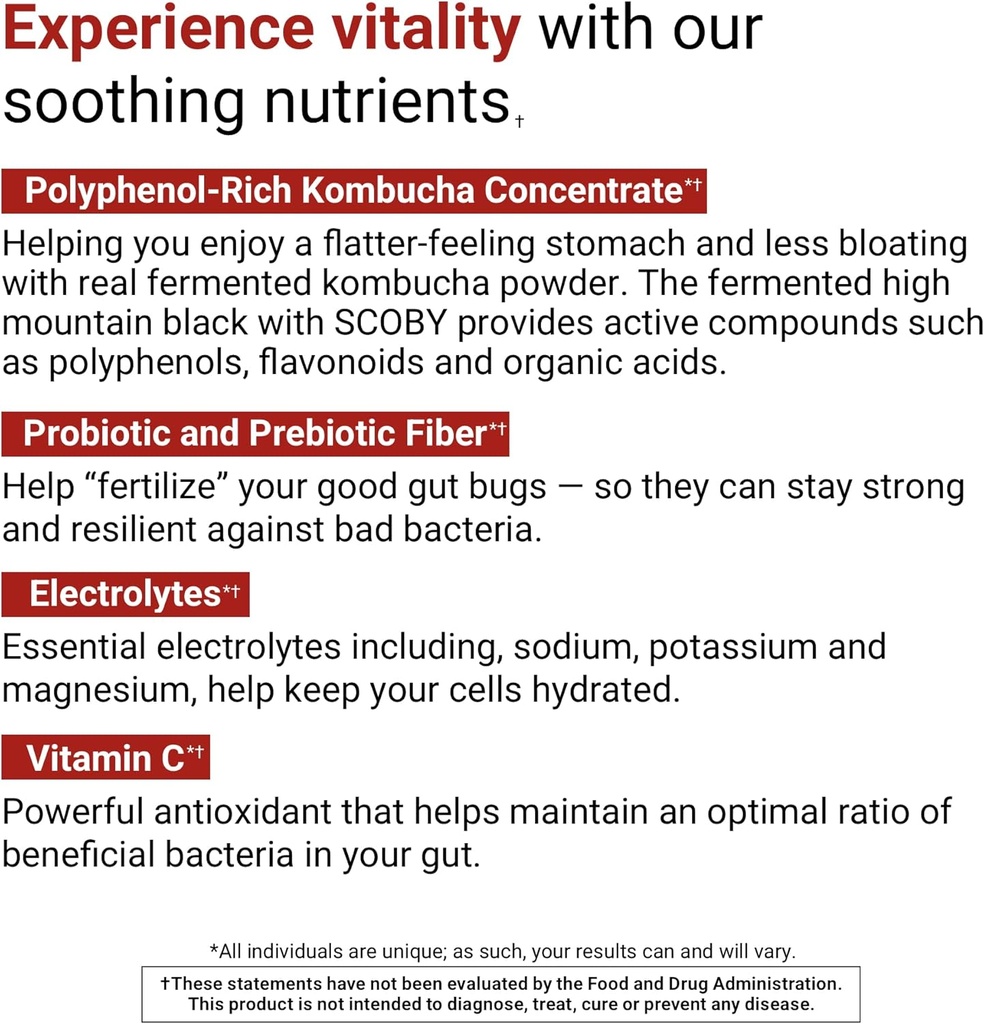 ACTIVATEDYOU Daily Digestive Tonic Kombucha - Support Healthy Digestion & Youthful, Long-Lasting Energy- Prebiotic Fiber, Probiotics, Postbiotics, Vitamin C, Berry Lemonade Flavor (30 Servings) 5