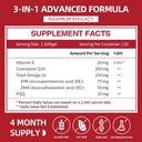 CoQ10 200mg Softgels with PQQ & Omega 3, Maximum Absorption Coenzyme Q10, Powerful Antioxidant for Heart & Energy Health, 120 Count, 4 Month Supply, Non-GMO 3
