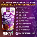 WIXAR Superfood Mushroom Coffee - Instant Coffee Powder, Ten Superfood Extracts with Lion's Mane, Turkey Tail, Reishi, Chaga, Shiitake, Ashwagandha, Rhodiola Rosea, Elderberry, 5oz Mushroom Supplement 5