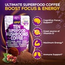 WIXAR Superfood Mushroom Coffee - Instant Coffee Powder, Ten Superfood Extracts with Lion's Mane, Turkey Tail, Reishi, Chaga, Shiitake, Ashwagandha, Rhodiola Rosea, Elderberry, 5oz Mushroom Supplement 6