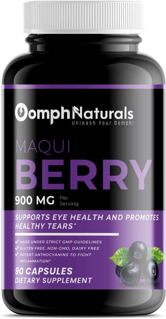 Maqui Berry, 900mg Aristotelia Chilensis Extract, 90 Capsules 45 Day Supply, Non-GMO, Gluten Free, Supplement for Dry Eyes 2