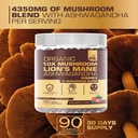Organic 10X Lion’s Mane Mushroom Gummies for Kids Adults (4350mg) - Gluten Free Daily Supplement Complex Blend with Reishi Turkey Tail Shiitake 5