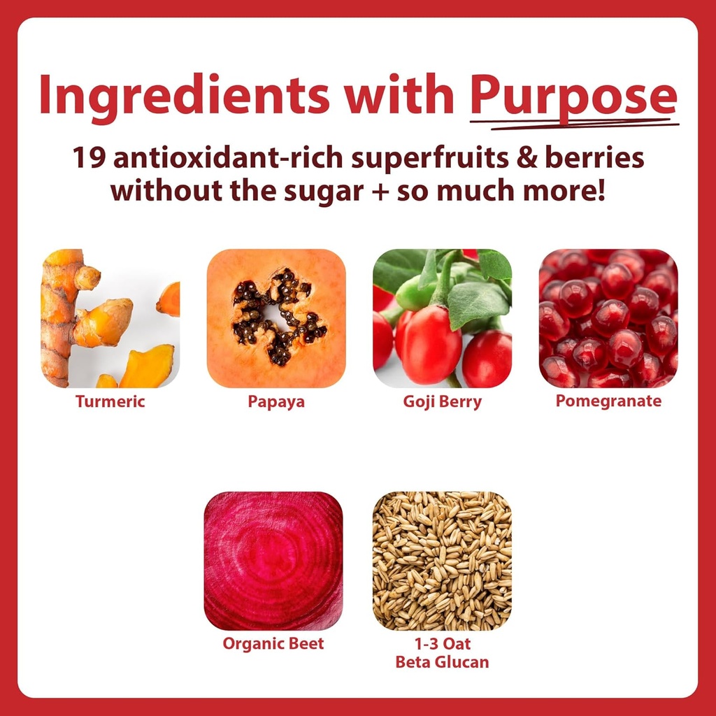 MacroLife Naturals Miracle Reds Superfood Supplement Powder Antioxidants Polyphenols Enzymes Probiotics - Raw Non-GMO Organic Vegan Gluten & Dairy Free (30 Servings) 3