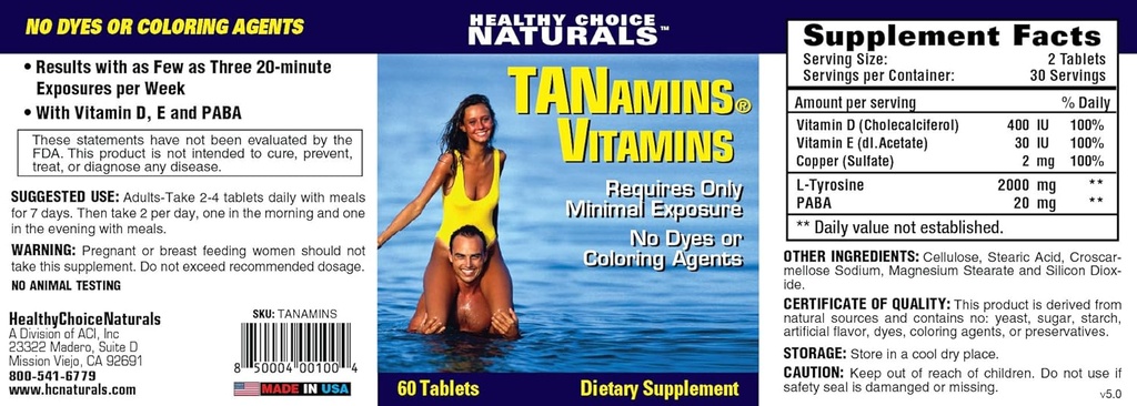 Tanamins Tanning Vitamin-Get a Darker Tan Naturally (2 bottles/120 Count) 2