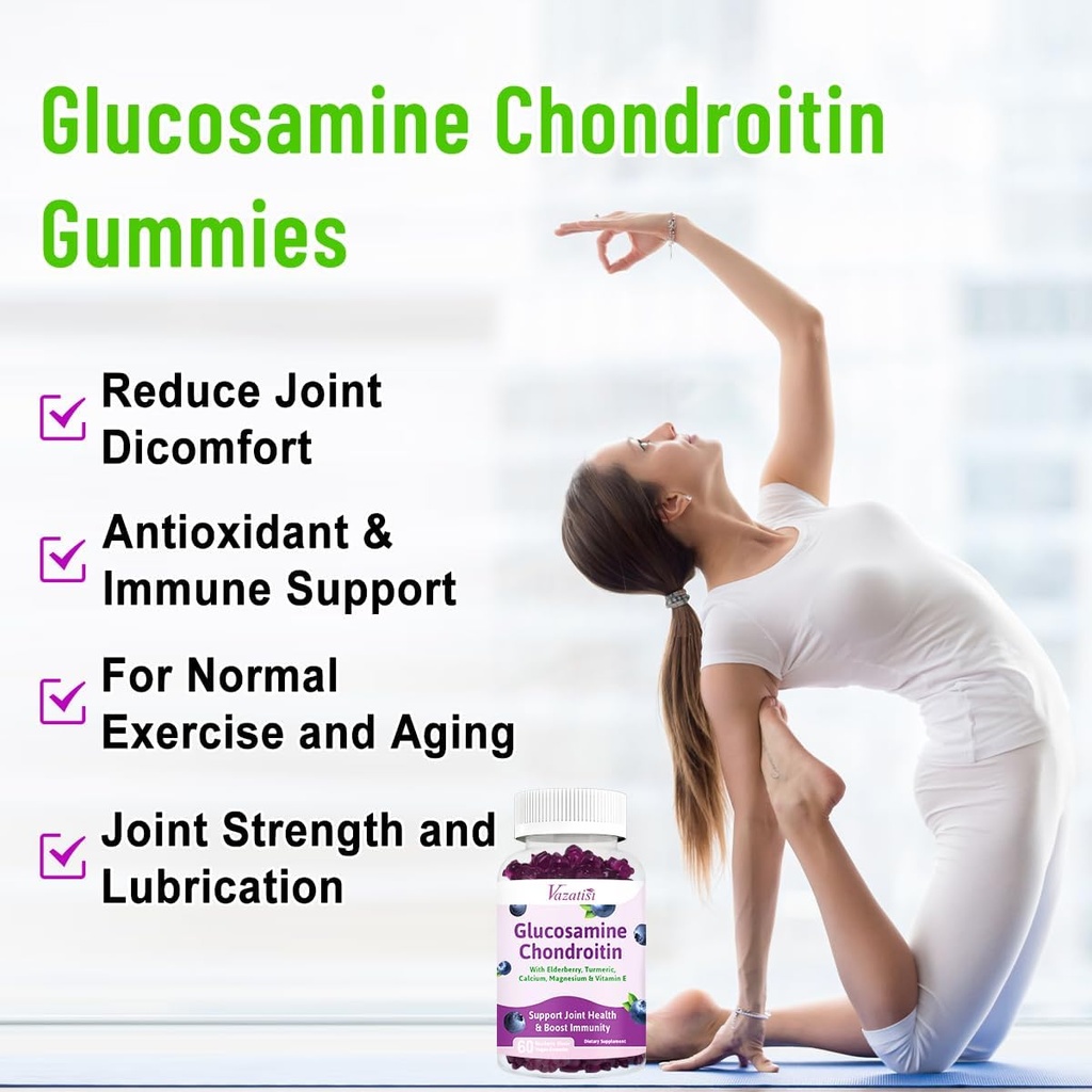 Glucosamine Chondroitin Gummies - Glucosamine Gummies with MSM, Turmeric & Boswellia, Support Cartilage, Joint Structure & Tissue, Joint Support Supplement for Men and Women - 60 Cts 6