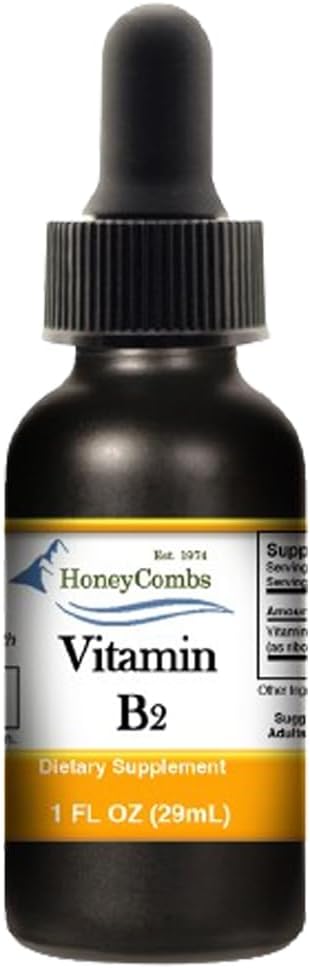 HoneyCombs Liquid Drops 1oz Each Save 10% - Vitamin B2 (Riboflavin) + High Potency Thiamine Vitamin B1 Extract + Vitamin B3-Niacin 3