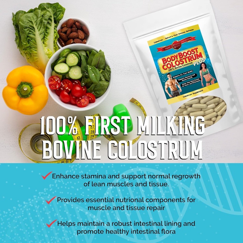 BodyBoost Colostrum Capsules (240) - Immune Booster Supplement with Immunoglobulin & Lactoferrin, Grass-fed Bovine Colostrum Capsule, 100% Bovine Colostrum, Super Food for Gut Health,Diverse Intake 6