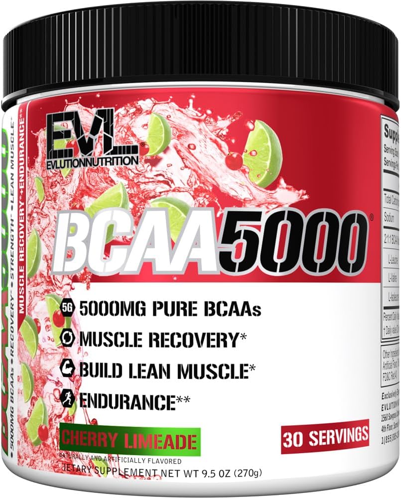 Evlution EVL BCAAs Amino Acids Powder - BCAA Powder Post Workout Recovery Drink and Stim Free Pre Workout Energy - 5g Branched Chain Amino Acids Supplement for Men - Cherry Limeade 2