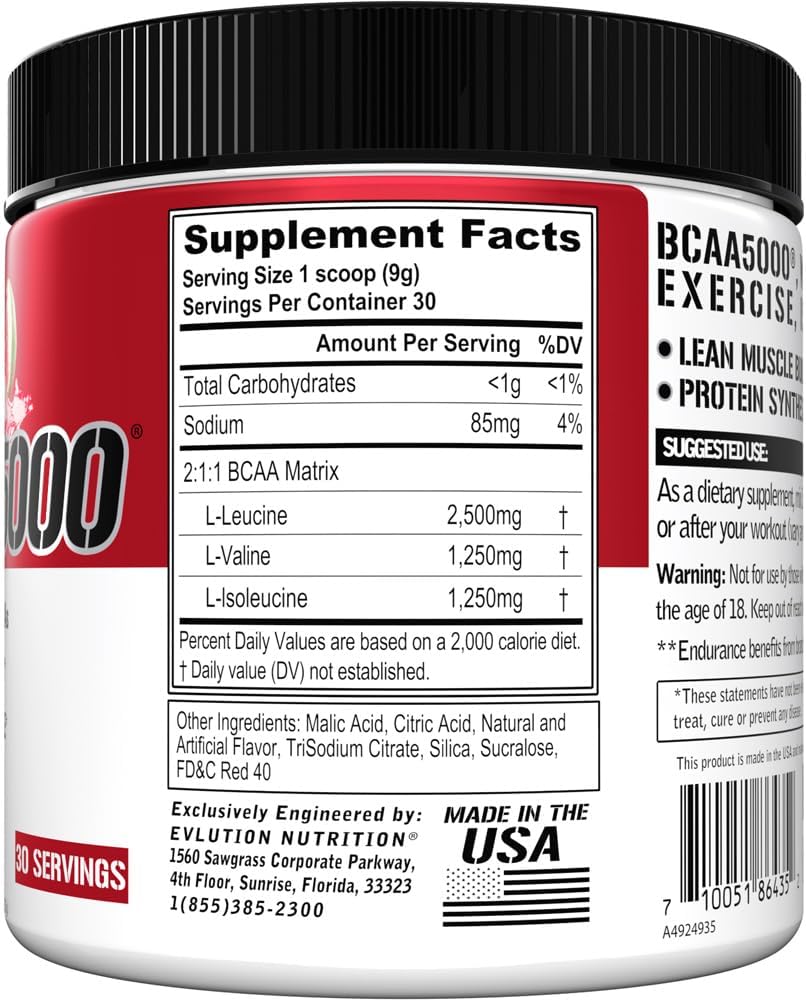 Evlution EVL BCAAs Amino Acids Powder - BCAA Powder Post Workout Recovery Drink and Stim Free Pre Workout Energy - 5g Branched Chain Amino Acids Supplement for Men - Cherry Limeade 3