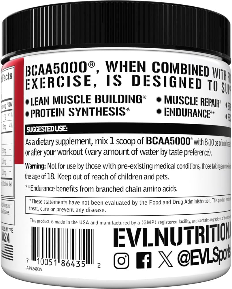 Evlution EVL BCAAs Amino Acids Powder - BCAA Powder Post Workout Recovery Drink and Stim Free Pre Workout Energy - 5g Branched Chain Amino Acids Supplement for Men - Cherry Limeade 4