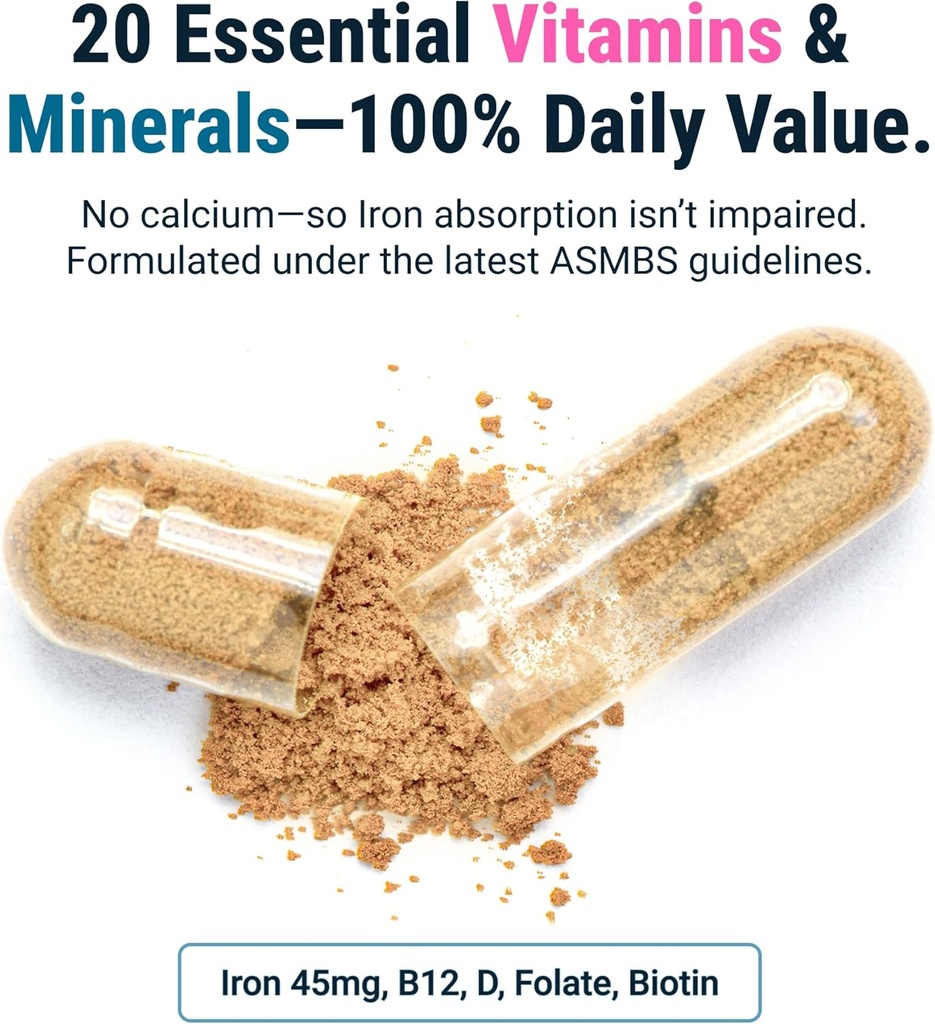 BariatricPal Multivitamin ONE 1 per Day! Bariatric Multivitamin Capsule with 45 mg of Iron | Easy to Swallow Capsule | Vitamin for Bariatric Surgery Patients | 30 Count (1 Month Supply) 5