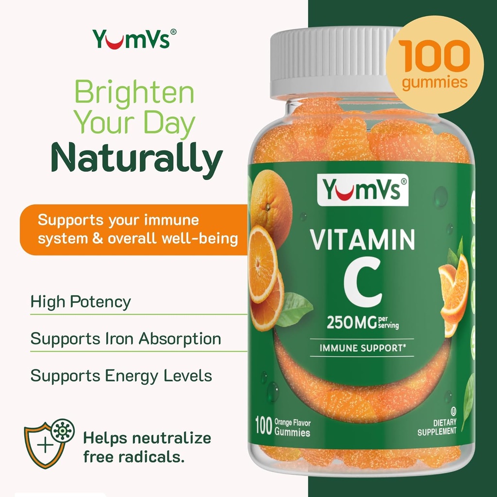 Vitamin C Gummies for Adults - 250 mg Yummy Vitamin C Gummy - VIT C Gummies - Immune Support Supplement -Orange Flavored Kosher, Halal, Gluten Free (100 Count) 4