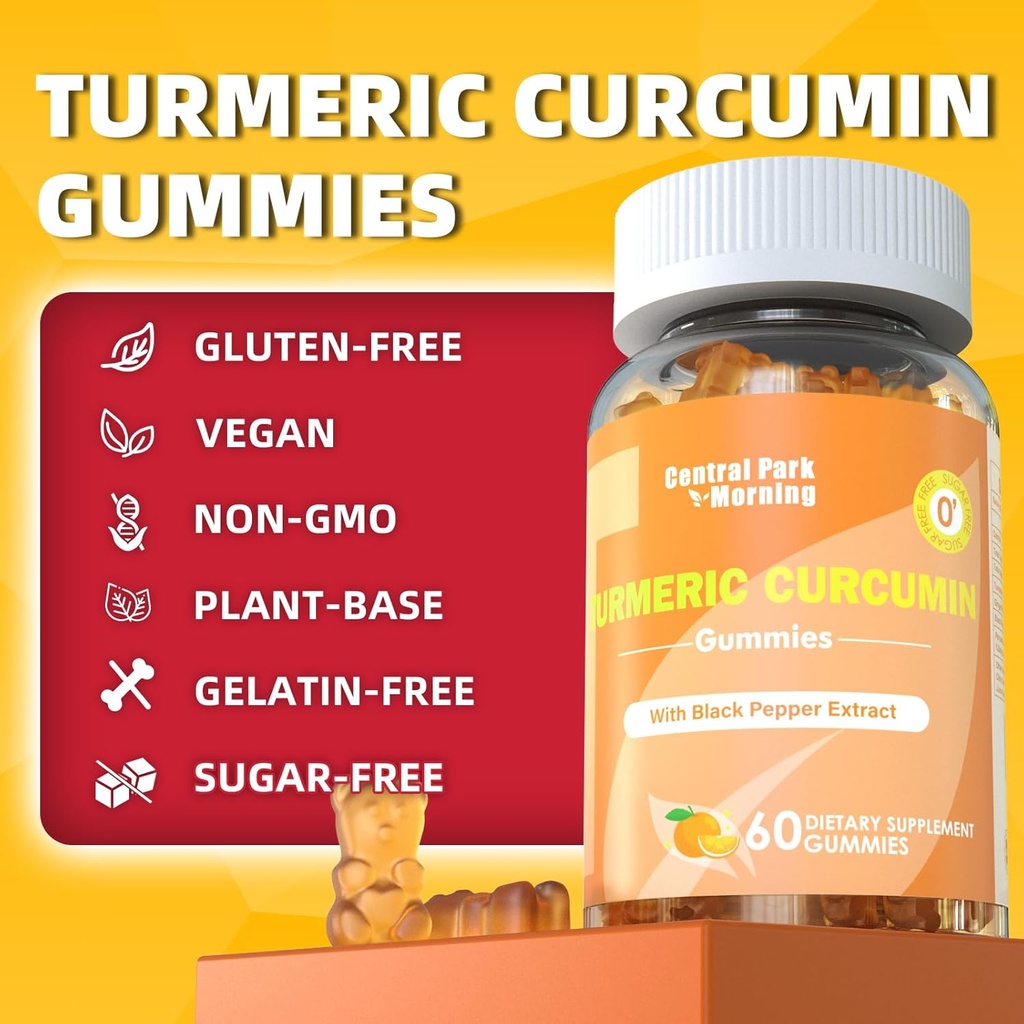 Turmeric Curcumin Gummies, Extra Strength Joint Support Gummies with Turmeric Curcumin, Vegan Non-GMO, Dietary Supplement, 60 Count 5