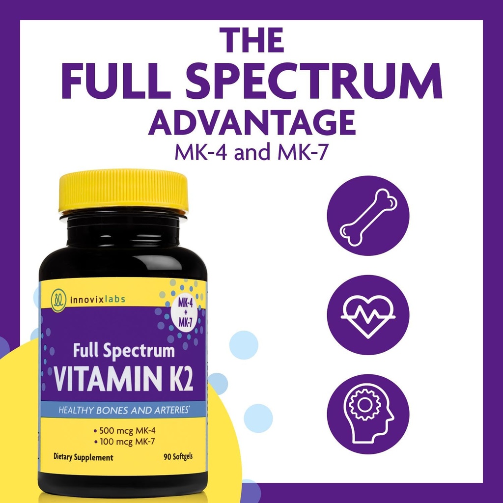 InnovixLabs Vitamin K2 & Triple Omega Bundle Full Spectrum Vitamin K2 (90 Softgels) Triple Strength Omega-3 Fish Oil (200 Softgels). Supports Healthy Bones, Arteries and Joints. * 5
