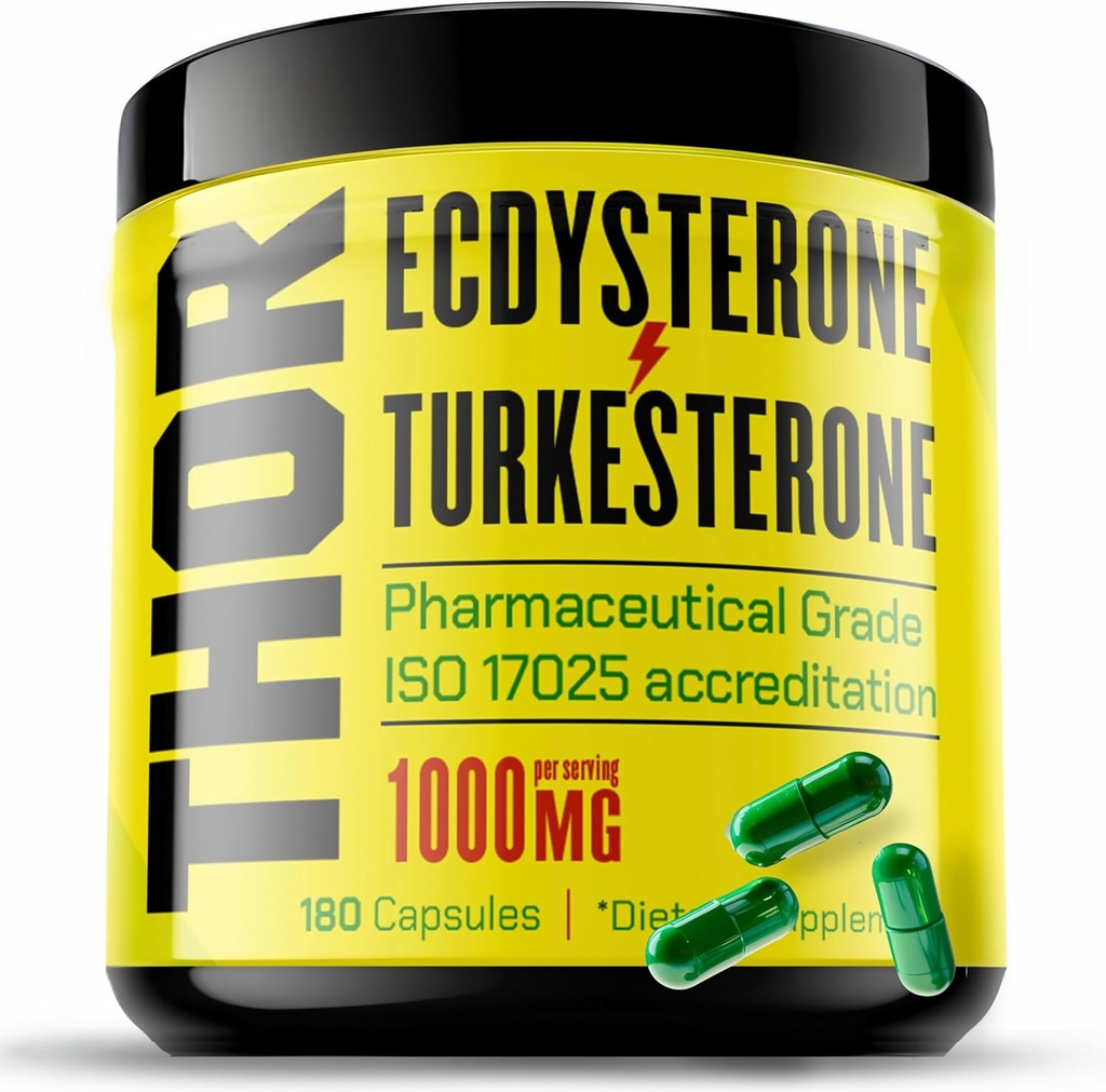 Turkesterone + Ecdysterone | Anabolic Supplement (3 Months - 180 Caps) Olympic Grade Testing - ISO 17025 Certification |1000mg - 98%-95% Purity with Lab Synthesized Cyclodextrin | Beta Ecdisterona 2