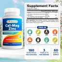 2 Packs - Best Naturals Calcium Magnesium Zinc - 180 Tablets - Essential Cal Mag Zinc Mineral Complex (Total 360 Tablets) 3