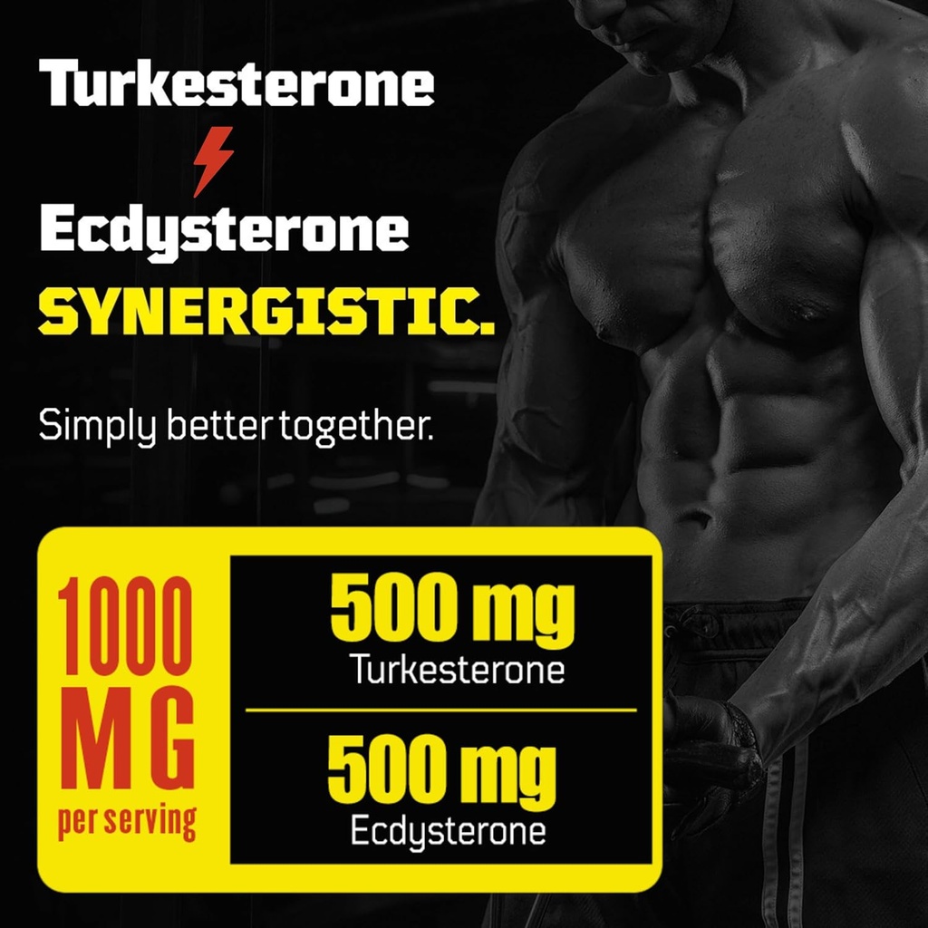 Turkesterone + Ecdysterone | Anabolic Supplement (3 Months - 180 Caps) Olympic Grade Testing - ISO 17025 Certification |1000mg - 98%-95% Purity with Lab Synthesized Cyclodextrin | Beta Ecdisterona 4