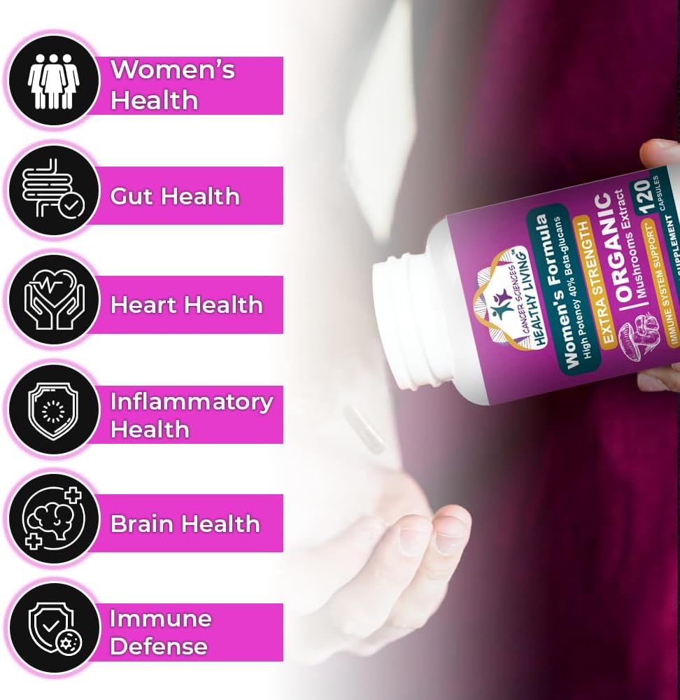 Cancer Sciences Organic Multivitamin for Women - Mushroom Supplement Extract - Hormonal & Immune Support Vitamins - 1,500mg Non-GMO Wellness Mushroom Complex with 40% Beta-Glucans,120 Capsules 5
