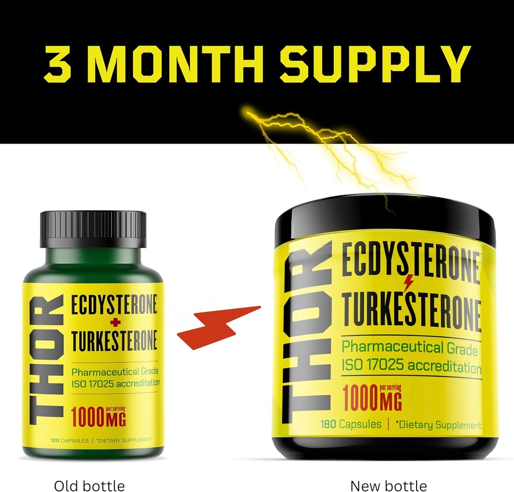 Turkesterone + Ecdysterone | Anabolic Supplement (3 Months - 180 Caps) Olympic Grade Testing - ISO 17025 Certification |1000mg - 98%-95% Purity with Lab Synthesized Cyclodextrin | Beta Ecdisterona 5
